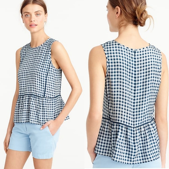 J. Crew Tops - J. Crew Ruffle Hem Silk Gingham Top